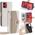 For Motorola Moto G05 Crossbody Litchi Texture Leather Phone Case(White)