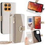 For Motorola Moto G15 / G15 Power Crossbody Litchi Texture Leather Phone Case(White)