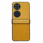 For Huawei P50 Pocket Hinge Plush PC Phone Case(Yellow)