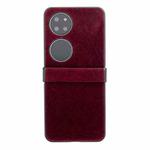 For Huawei P50 Pocket Hinge Plush PC Phone Case(Wine Red)