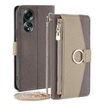 For OPPO A58 4G Crossbody Litchi Texture Leather Phone Case(Grey)