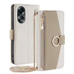 For OPPO A58 4G Crossbody Litchi Texture Leather Phone Case(White)
