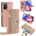 For OPPO A55 5G Crossbody Litchi Texture Leather Phone Case(Pink)