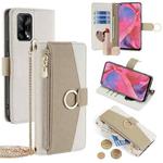 For OPPO F19 / A74 4G Crossbody Litchi Texture Leather Phone Case(White)