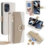 For OPPO Find X5 Pro Crossbody Litchi Texture Leather Phone Case(White)