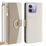 For OPPO A3 5G India Crossbody Litchi Texture Leather Phone Case(White)