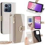 For OPPO A5x 5G Global Crossbody Litchi Texture Leather Phone Case(White)