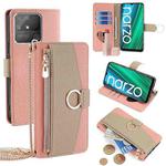 For Realme Narzo 50A Crossbody Litchi Texture Leather Phone Case(Pink)