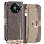 For Realme 12 5G Crossbody Litchi Texture Leather Phone Case(Grey)