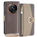 For Realme GT5 Pro 5G Crossbody Litchi Texture Leather Phone Case(Grey)