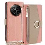 For Realme GT5 Pro 5G Crossbody Litchi Texture Leather Phone Case(Pink)