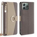 For Realme C61 4G Crossbody Litchi Texture Leather Phone Case(Grey)