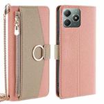 For Realme C61 4G Crossbody Litchi Texture Leather Phone Case(Pink)