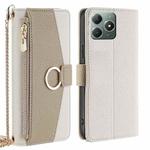 For Realme C61 4G Crossbody Litchi Texture Leather Phone Case(White)