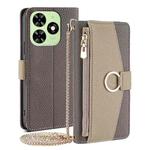 For Tecno Spark Go 2024 Crossbody Litchi Texture Leather Phone Case(Grey)