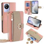 For vivo Y02 4G Crossbody Litchi Texture Leather Phone Case(Pink)