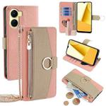 For vivo Y16 4G / Y02s 4G Crossbody Litchi Texture Leather Phone Case(Pink)