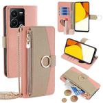 For vivo Y35  4G / Y22 / Y22s Crossbody Litchi Texture Leather Phone Case(Pink)