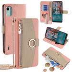 For Nokia C12 Crossbody Litchi Texture Leather Phone Case(Pink)