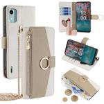 For Nokia C12 Crossbody Litchi Texture Leather Phone Case(White)