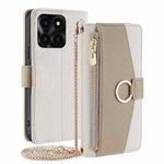 For Honor X6a 4G Crossbody Litchi Texture Leather Phone Case(White)