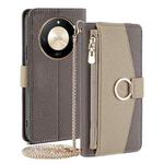 For Honor X50 5G Crossbody Litchi Texture Leather Phone Case(Grey)