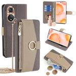 For Honor 50 Crossbody Litchi Texture Leather Phone Case(Grey)