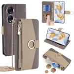For Honor 90 5G Crossbody Litchi Texture Leather Phone Case(Grey)