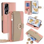 For Honor 90 Pro 5G Crossbody Litchi Texture Leather Phone Case(Pink)