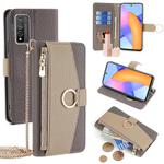 For Honor 10X Lite Crossbody Litchi Texture Leather Phone Case(Grey)