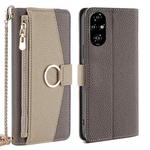 For Honor 200 Pro 5G Crossbody Litchi Texture Leather Phone Case(Grey)