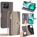 For Honor X8c 4G Crossbody Litchi Texture Leather Phone Case(Grey)