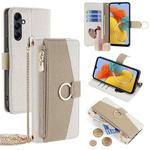 For Samsung Galaxy M14 5G Crossbody Litchi Texture Leather Phone Case(White)