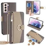 For Samsung Galaxy S21+ 5G Crossbody Litchi Texture Leather Phone Case(Grey)