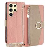 For Samsung Galaxy S24 Ultra 5G Crossbody Litchi Texture Leather Phone Case(Pink)