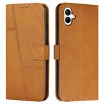 For Samsung Galaxy A05 Stitching Calf Texture Buckle Leather Phone Case(Yellow)