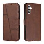 For Samsung Galaxy S24+ Stitching Calf Texture Buckle Leather Phone Case(Brown)