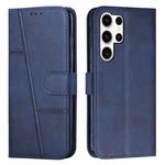 ForSamsung Galaxy S24 Ultra Stitching Calf Texture Buckle Leather Phone Case(Blue)