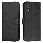 For Samsung Galaxy Xcover 7 Stitching Calf Texture Buckle Leather Phone Case(Black)