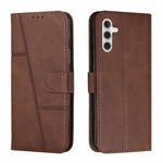 For Samsung Galaxy M15 / F15 Stitching Calf Texture Buckle Leather Phone Case(Brown)