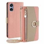 For Sony Xperia 5 V Crossbody Litchi Texture Leather Phone Case(Pink)