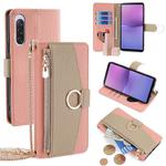 For Sony Xperia 10 V Crossbody Litchi Texture Leather Phone Case(Pink)