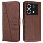 For Infinix Zero 30 5G Stitching Calf Texture Buckle Leather Phone Case(Brown)
