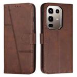 For Infinix Note 50 4G / 50 Pro 4G Stitching Calf Texture Buckle Leather Phone Case(Brown)