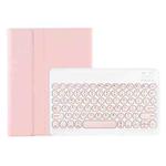 For Samsung Galaxy Tab A9+ X210/X215/X215 YA09B Candy Color TPU Round Keycap Bluetooth Keyboard Leather Case with Pen Slot(Pink)