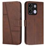 For itel A60s Stitching Calf Texture Buckle Leather Phone Case(Brown)