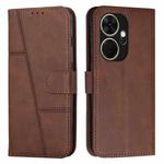 For itel P55+ Stitching Calf Texture Buckle Leather Phone Case(Brown)