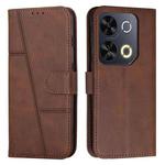 For itel P65 Stitching Calf Texture Buckle Leather Phone Case(Brown)