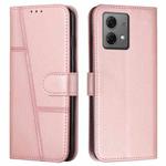 For Motorola Edge 40 Neo Stitching Calf Texture Buckle Leather Phone Case(Rose Gold)