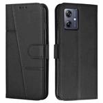 For Motorola Moto G54 Stitching Calf Texture Buckle Leather Phone Case(Black)